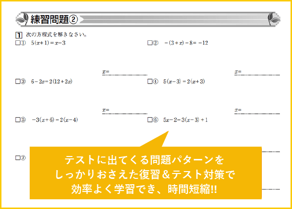 教科書の問題パターンをおさえた無駄のない復習